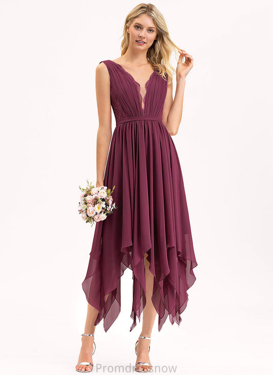 Length Neckline A-Line Fabric Lace Ankle-Length Straps Silhouette V-neck Adalynn Floor Length Spaghetti Staps Bridesmaid Dresses