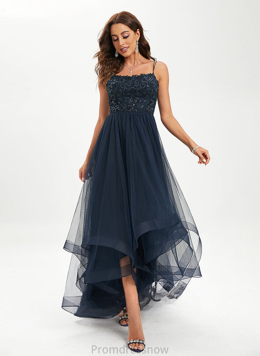 With Ball-Gown/Princess Lace Asymmetrical Sequins Moriah Scoop Prom Dresses