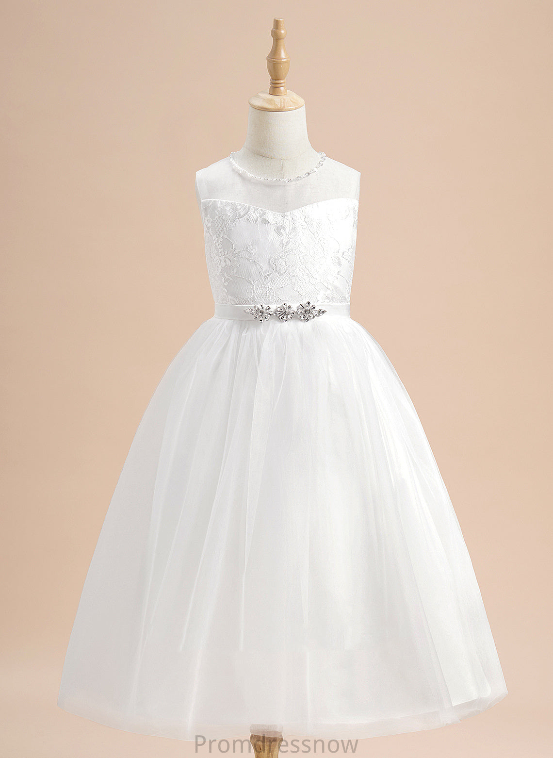 Girl Dress Scoop Flower Girl Dresses Flower Beading Eden Tea-length Tulle With A-Line Sleeveless - Neck