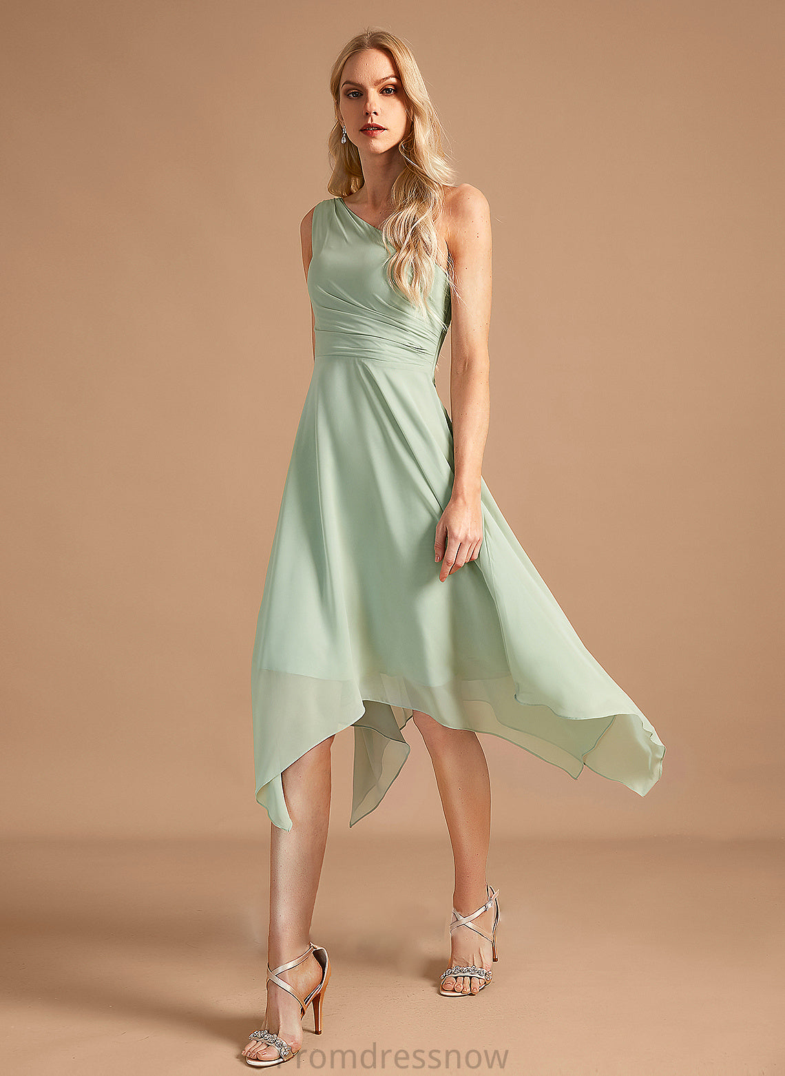 Silhouette Ruffle One-Shoulder A-Line Embellishment Asymmetrical Fabric Neckline Length Mckenzie A-Line/Princess Floor Length Bridesmaid Dresses