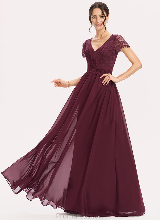 V-neck A-Line Lace Fabric Neckline Length Floor-Length Silhouette Embellishment Meadow A-Line/Princess Floor Length Bridesmaid Dresses