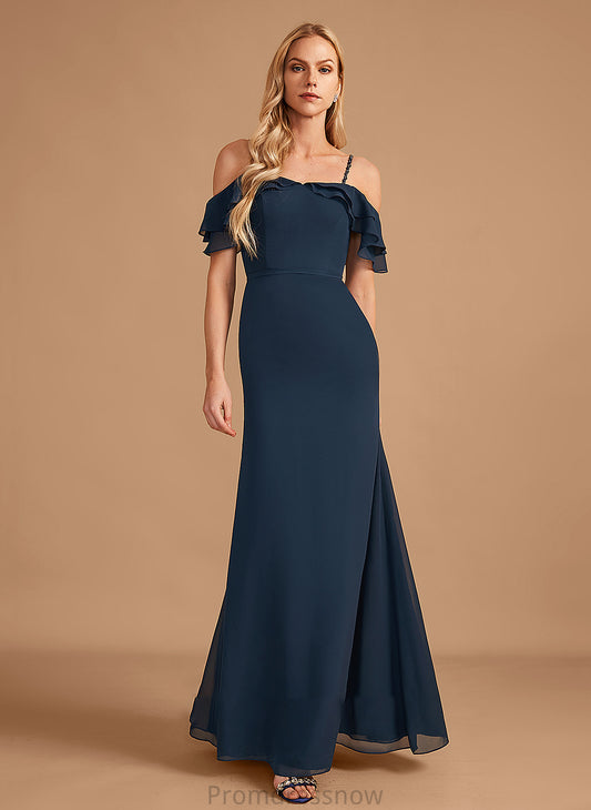 Silhouette Fabric Sheath/Column Embellishment Beading Floor-Length Off-the-Shoulder Neckline Length Ruffle Kinsley V-Neck Bridesmaid Dresses