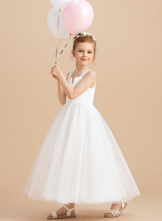 Flower Girl Dresses Neckline Quinn Square Sleeveless - Gown Ball Dress Flower Ankle-length Girl Satin/Tulle