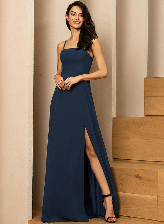 Embellishment Silhouette Neckline Floor-Length Length A-Line Fabric SquareNeckline SplitFront Jacqueline Floor Length Straps Bridesmaid Dresses