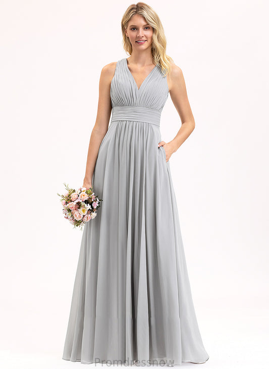 Embellishment A-Line Fabric V-neck Bow(s) Silhouette Ruffle Length Floor-Length Neckline Pockets Elisabeth Bridesmaid Dresses