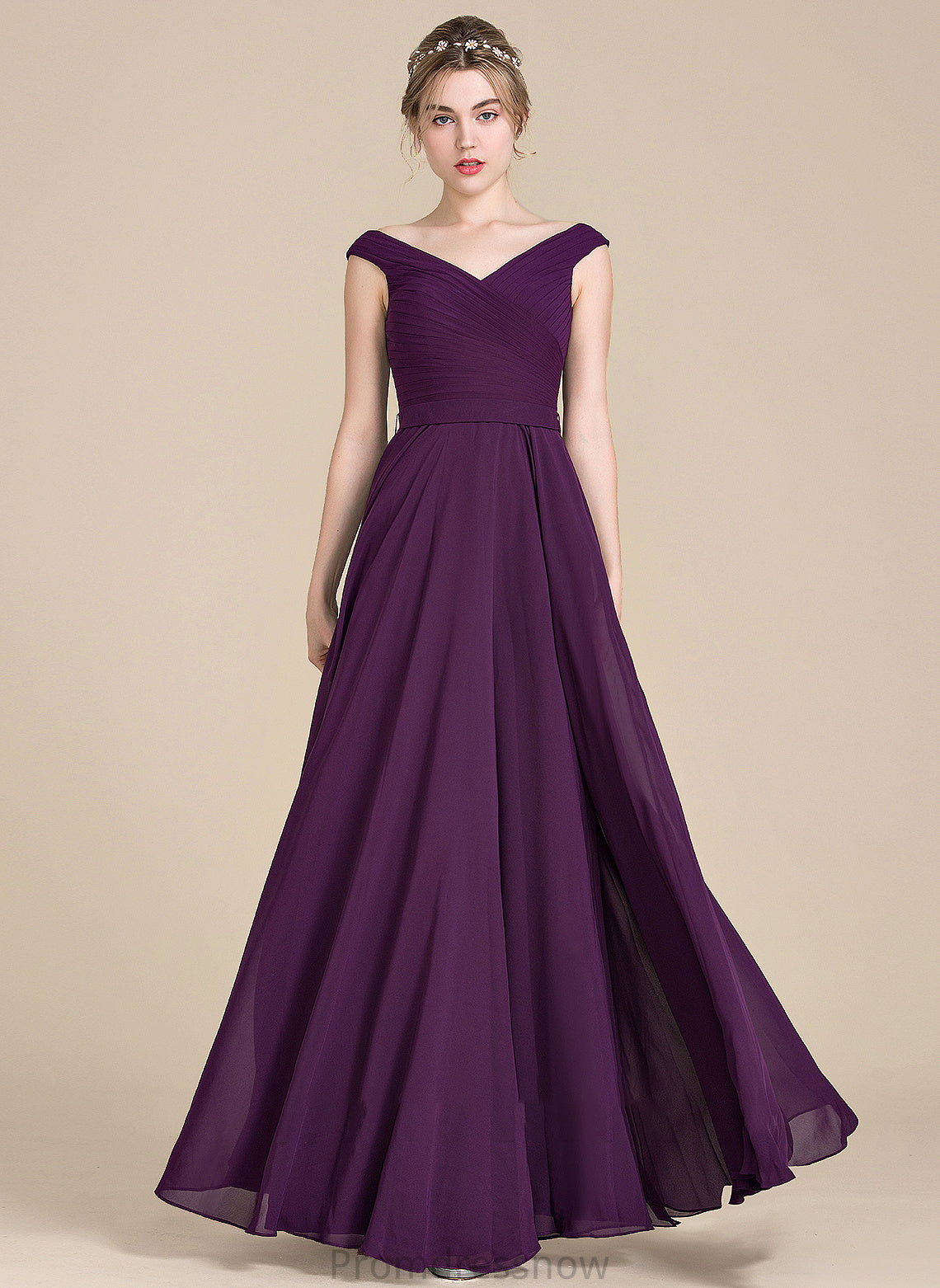 Fabric Length Floor-Length Embellishment A-Line Ruffle Neckline Off-the-Shoulder Silhouette Marlee Sheath/Column Sleeveless Bridesmaid Dresses