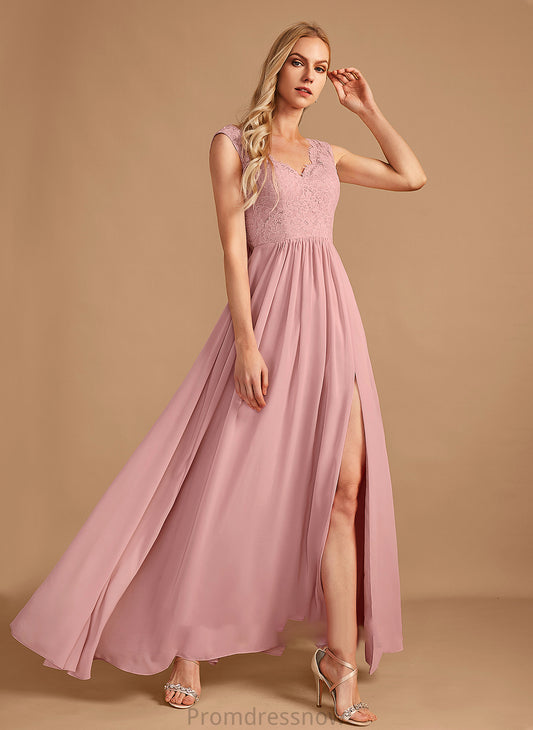 SplitFront Neckline Fabric Length Floor-Length Embellishment Silhouette V-neck A-Line Pockets Elle A-Line/Princess Bridesmaid Dresses