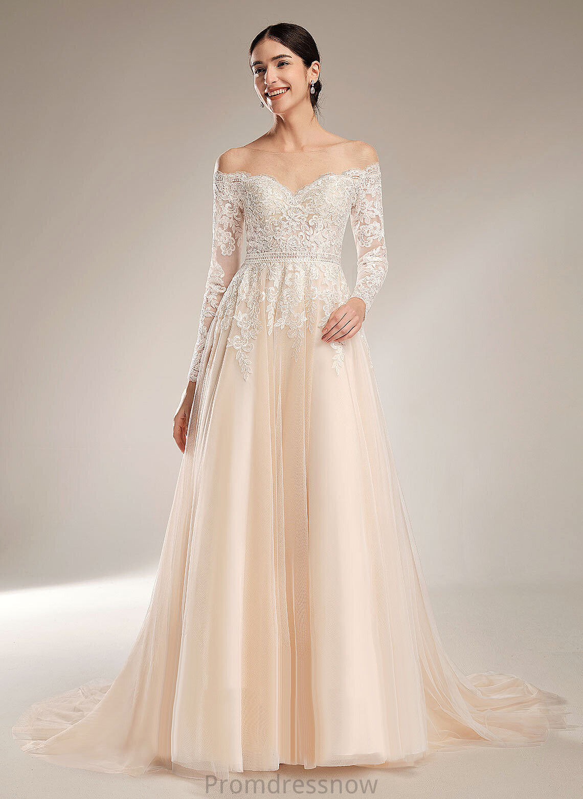 With Chapel Sequins Illusion Tulle Wedding Dresses Dress Lace Wedding Train Emmy Ball-Gown/Princess