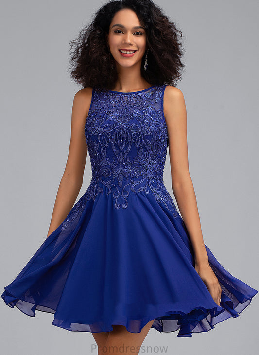 With Chiffon Emmy A-Line Homecoming Scoop Neck Homecoming Dresses Beading Dress Short/Mini Lace