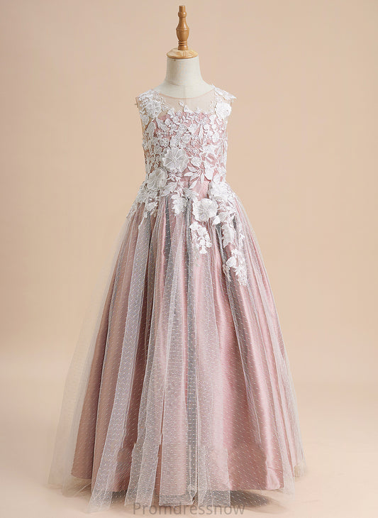 A-Line - Scoop Floor-length Flower Tulle Flower Girl Dresses With Neck Girl Dress Lace Sleeveless Martina