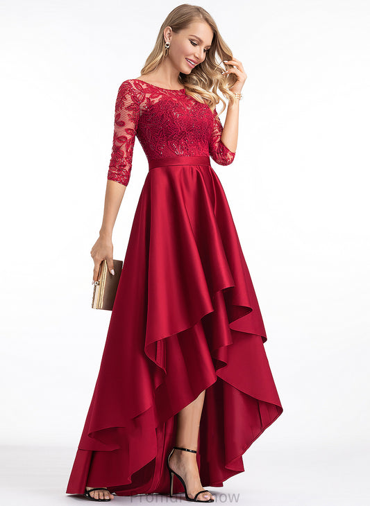 With Satin Shirley Prom Dresses Sequins A-Line Neck Scoop Asymmetrical