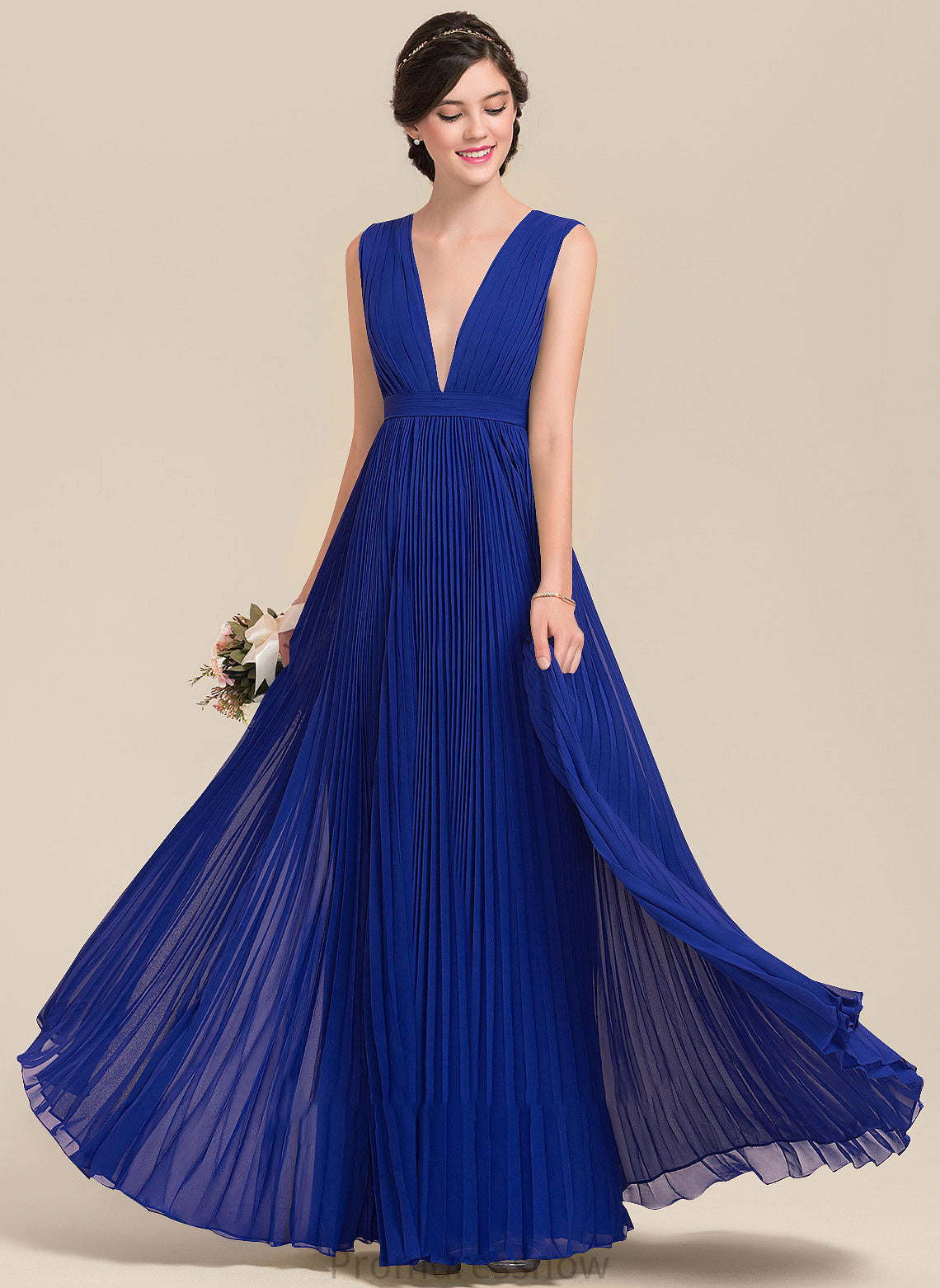 Bow(s) Floor-Length Silhouette Pleated A-Line Embellishment V-neck Fabric Neckline Length Cynthia Spaghetti Staps Bridesmaid Dresses