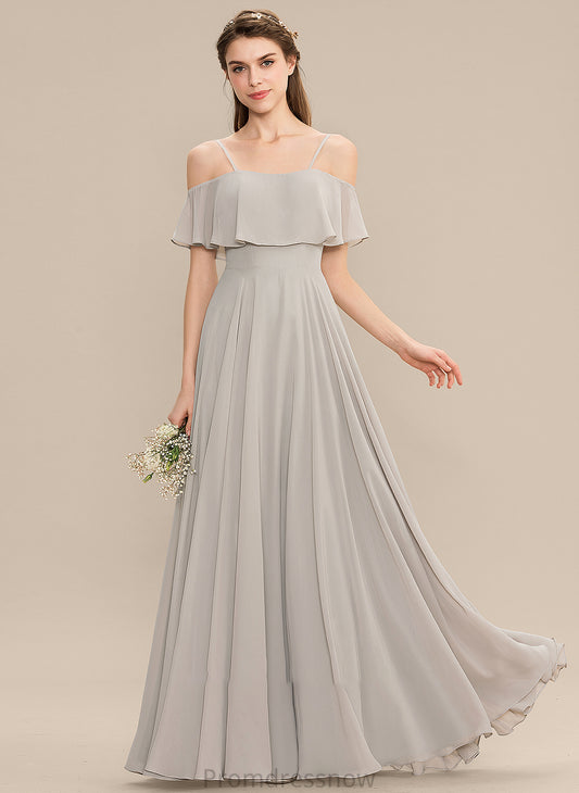 Floor-Length Neckline A-Line Fabric Silhouette Length Straps Off-the-Shoulder Catalina A-Line/Princess Spaghetti Staps Natural Waist Bridesmaid Dresses