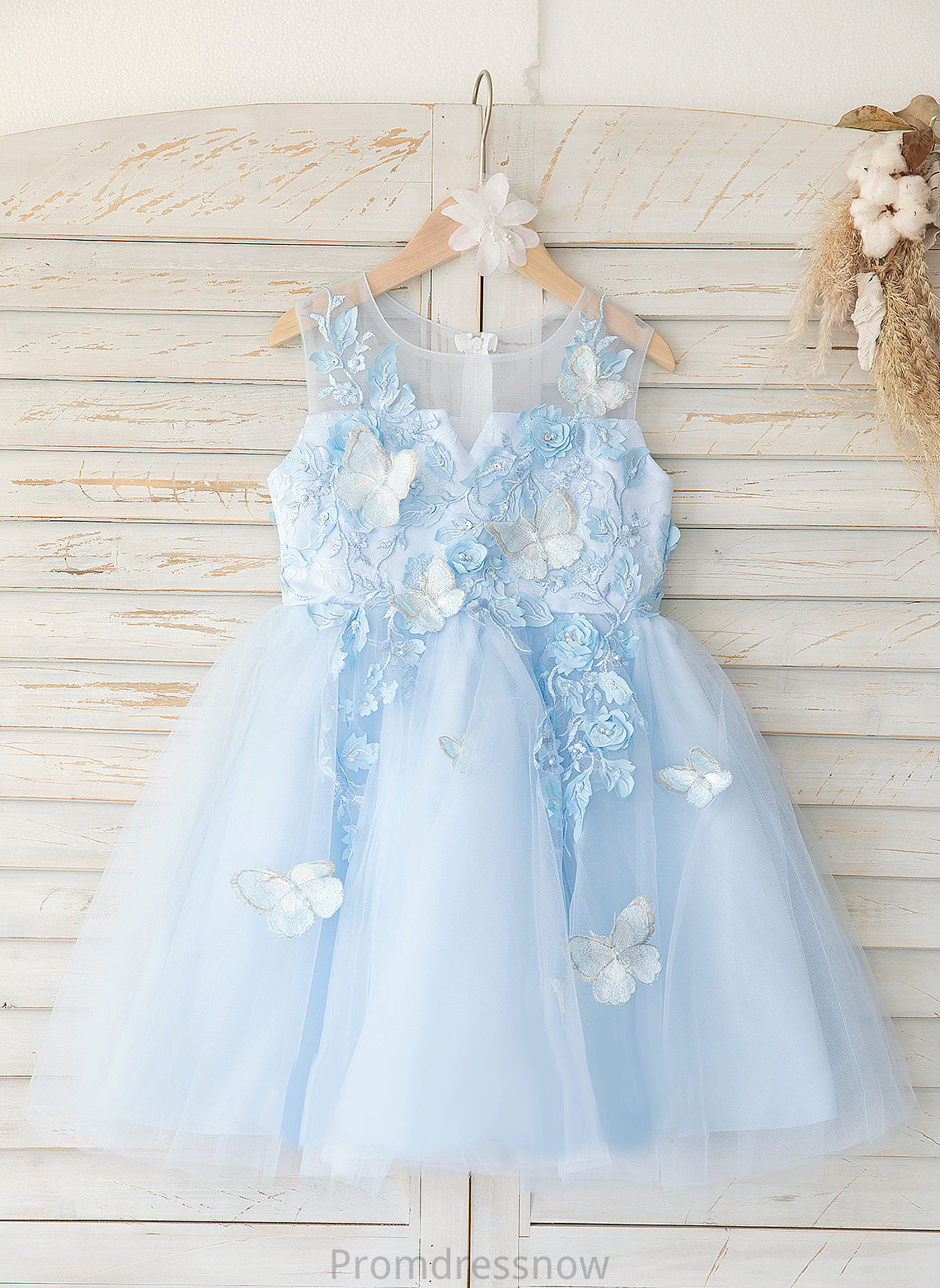 A-Line Neck Knee-length - Dress Girl Tulle/Lace Scoop Layla Flower Sleeveless Flower Girl Dresses