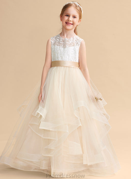 Tulle/Lace Ball-Gown/Princess Alexandra - Girl Sleeveless Floor-length Neck Flower Scoop Dress Flower Girl Dresses