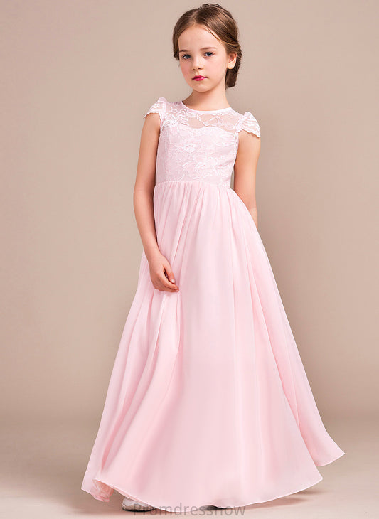 Chiffon/Lace Flower Madison Girl A-Line/Princess Neck Floor-length Scoop Sleeveless Dress - Flower Girl Dresses