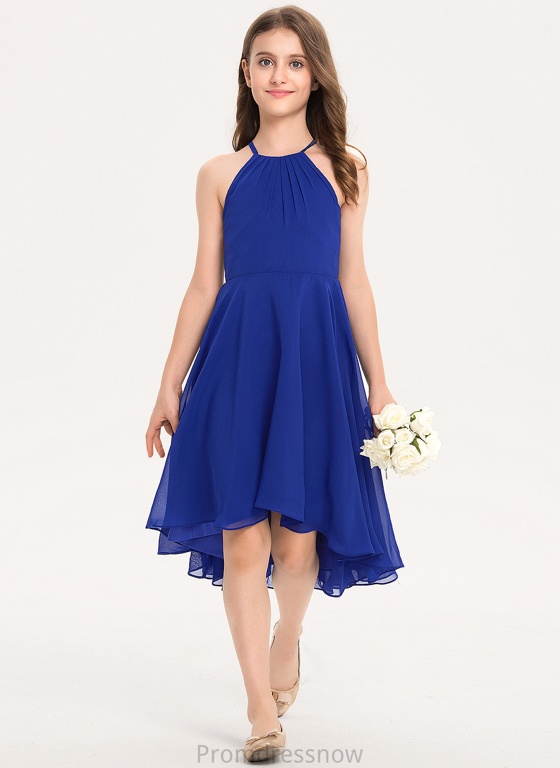 Chiffon Ruffle Asymmetrical Neck A-Line Scoop With Junior Bridesmaid Dresses Maren