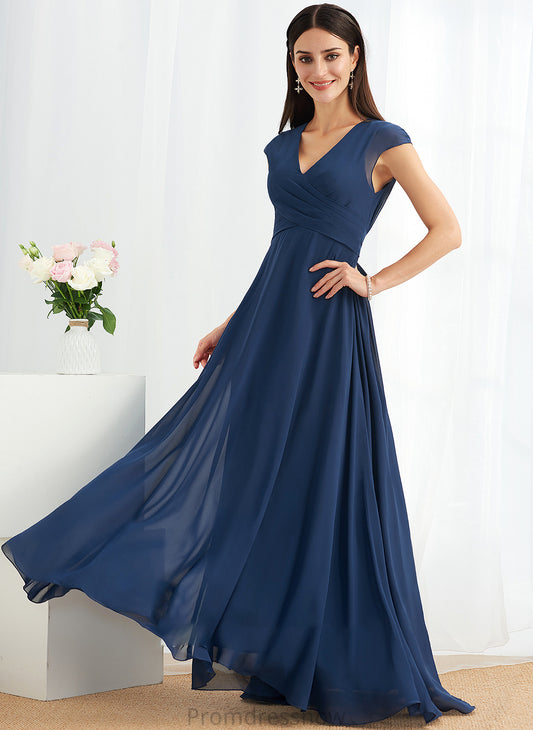 Floor-Length Neckline Embellishment Ruffle Fabric V-neck Silhouette Length A-Line Genesis V-Neck Natural Waist Bridesmaid Dresses