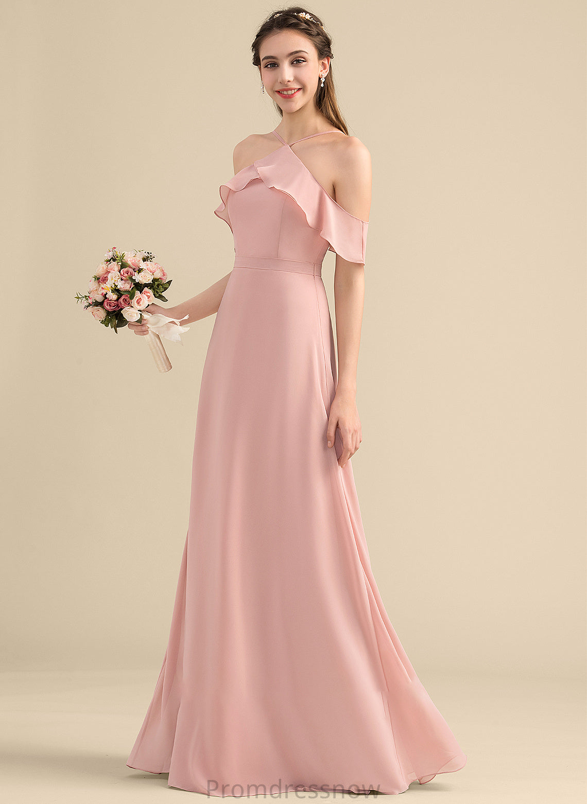 Length Neckline Bow(s) V-neck CascadingRuffles Silhouette Floor-Length A-Line Embellishment Fabric Gill A-Line/Princess Bridesmaid Dresses