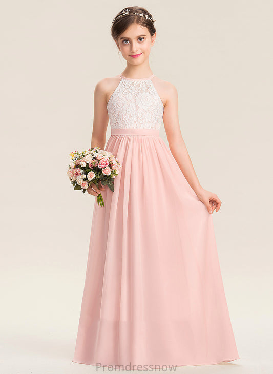 Dress A-Line Hole Chiffon Floor-length Girl Back With - Flower Neck Flower Girl Dresses Madelyn Scoop Sleeveless