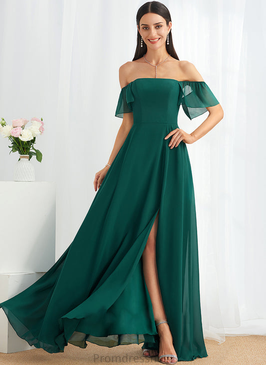 Floor-Length Neckline Length Off-the-Shoulder Embellishment SplitFront Silhouette Fabric A-Line Zaria Sleeveless Floor Length Bridesmaid Dresses