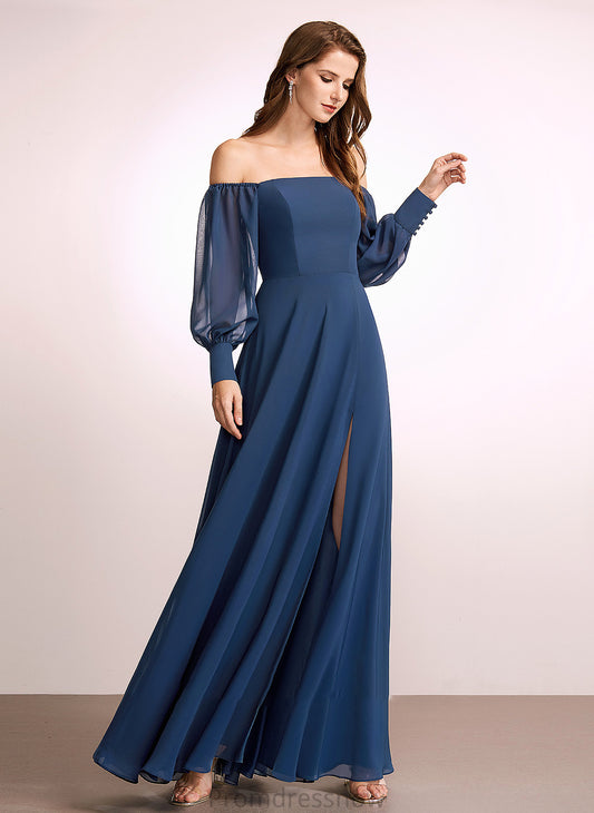 A-Line Off-the-Shoulder Silhouette Embellishment Neckline SplitFront Floor-Length Fabric Length Kelly Sleeveless Floor Length Bridesmaid Dresses