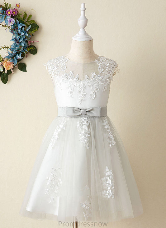 Neck A-Line Scoop Lace Dress Flower Sleeveless - Satin/Tulle With Knee-length Girl Flower Girl Dresses Alaina