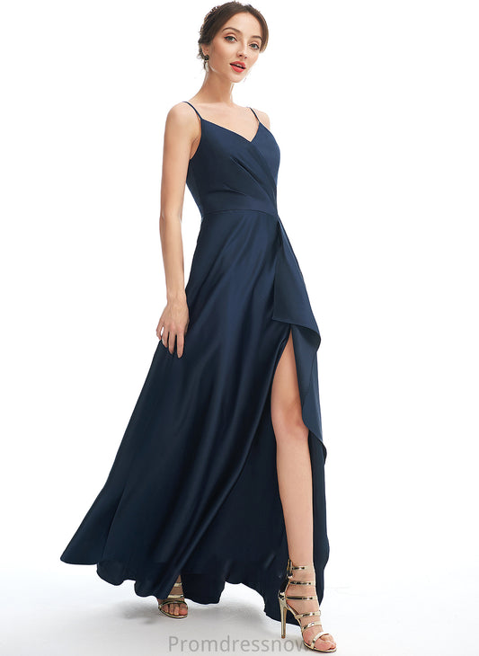 Fabric Embellishment Length A-Line V-neck Neckline Pockets Floor-Length Silhouette SplitFront Lois Floor Length Bridesmaid Dresses