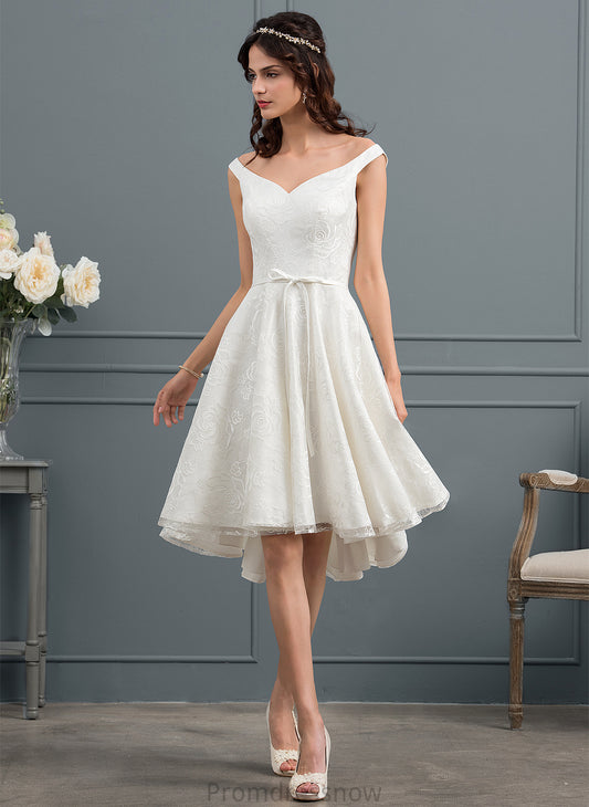 With Lace Wedding Dresses Asymmetrical A-Line Wedding Dress Kendra Bow(s)