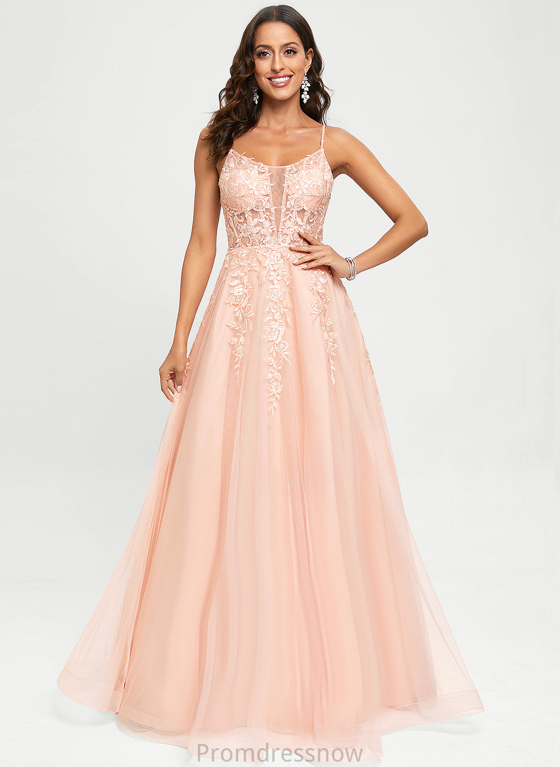 With Sequins Lace Prom Dresses A-Line Floor-Length Tulle Asia Scoop