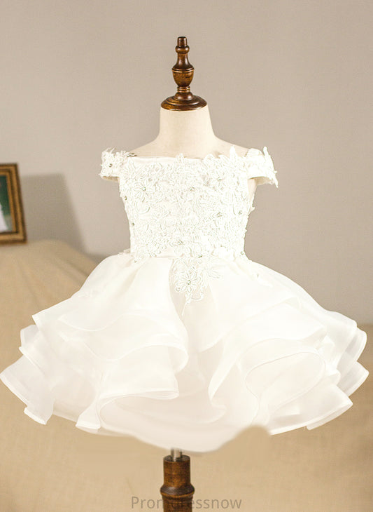 Knee-length Ball-Gown/Princess Sleeveless - Off-the-Shoulder Organza Jayden Dress Flower Girl Flower Girl Dresses