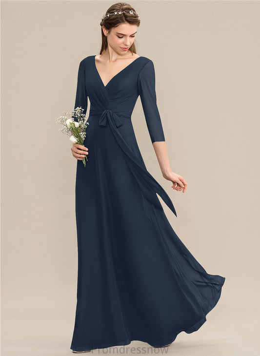 A-Line Length Ruffle Neckline Silhouette V-neck Bow(s) Fabric Embellishment Floor-Length Mattie Halter Bridesmaid Dresses