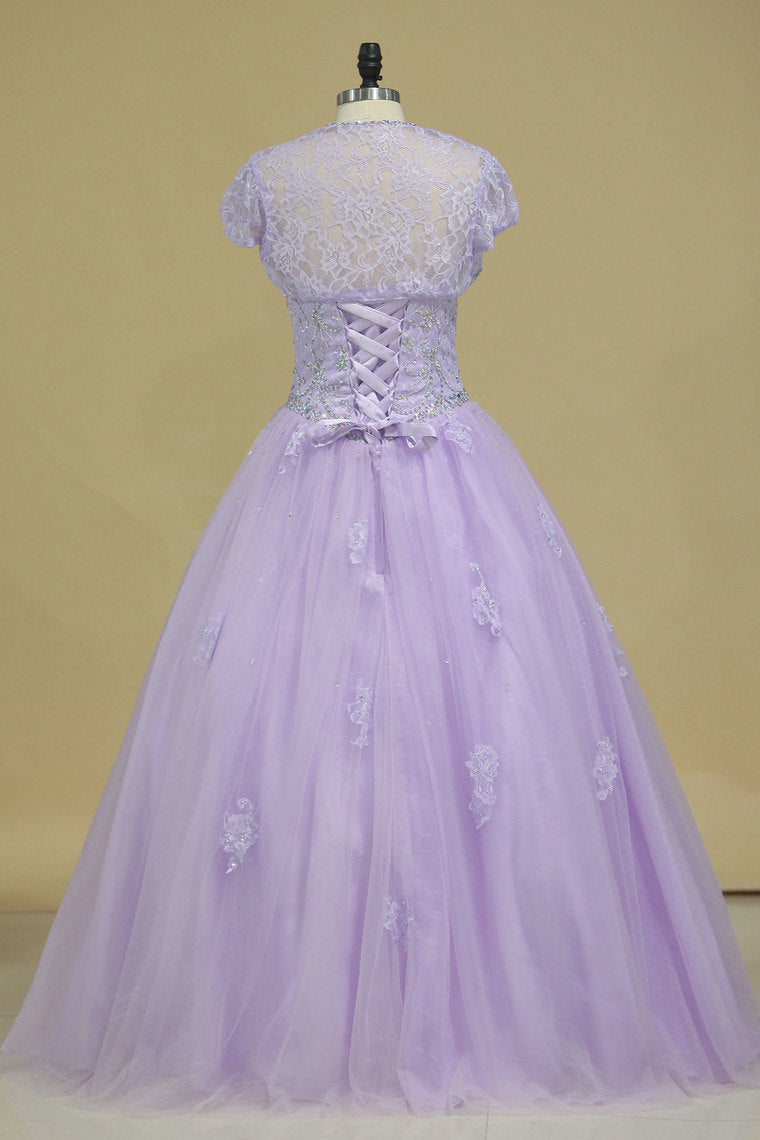 2024 Quinceanera Dresses Sweetheart Tulle With Beads And Jacket