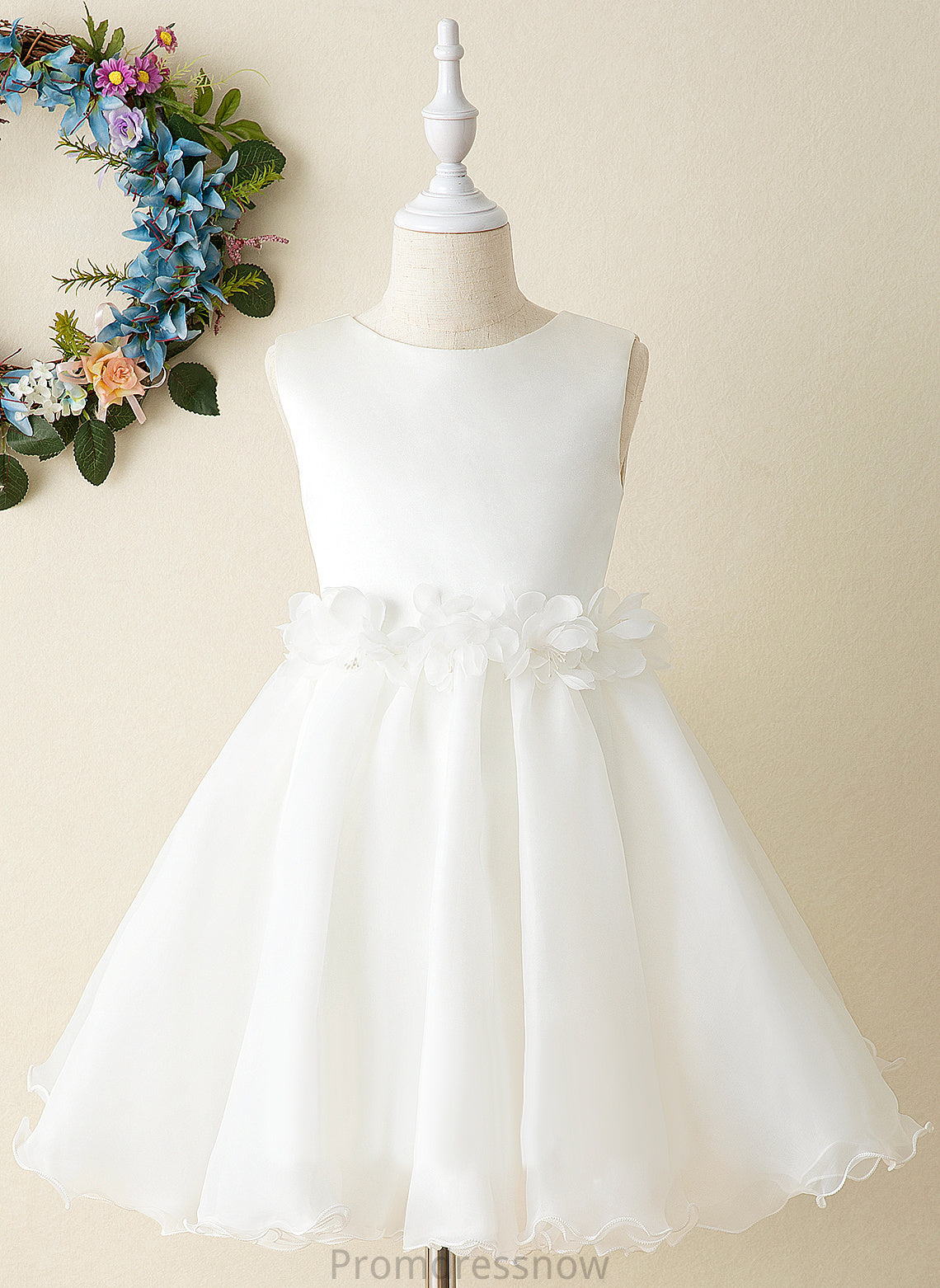 Dress Knee-length Sleeveless Stella Organza Flower Scoop Neck Flower Girl Dresses Girl A-Line -