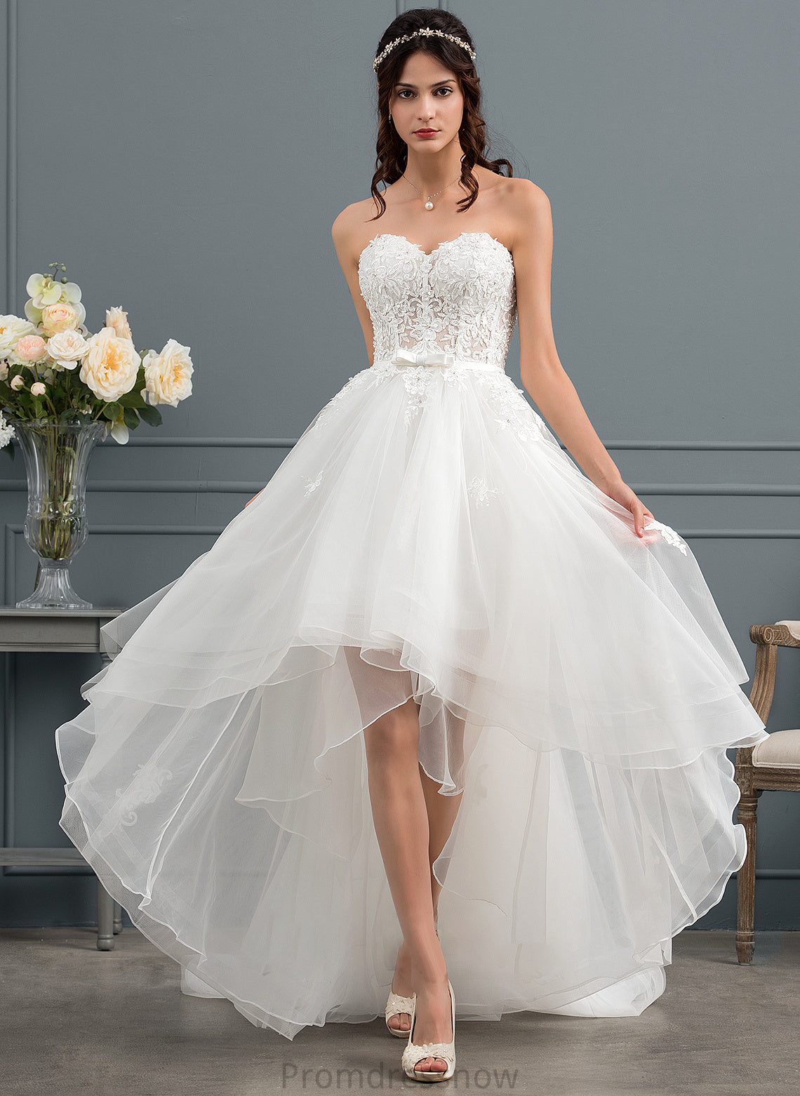 With Sweetheart Cassandra Wedding Dresses Beading Asymmetrical A-Line Dress Tulle Wedding Sequins Bow(s)