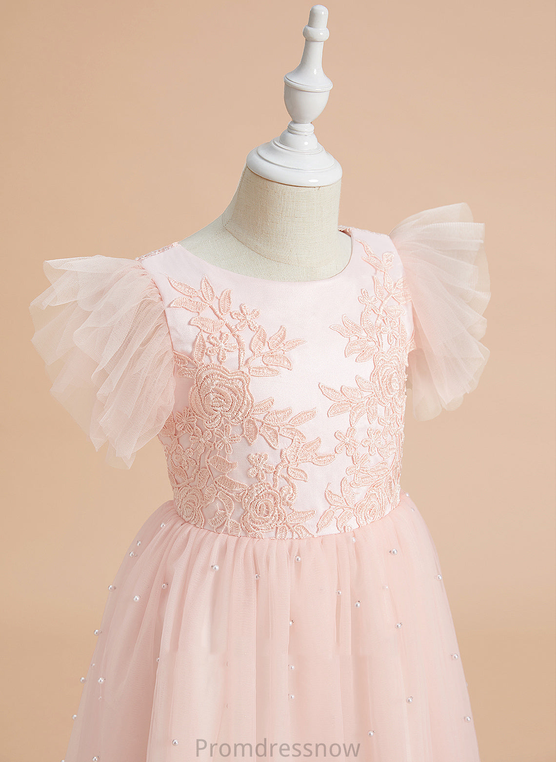 Knee-length Scoop Dress Lace Coral Neck Sleeveless Girl With Flower - Flower Girl Dresses A-Line Satin/Tulle