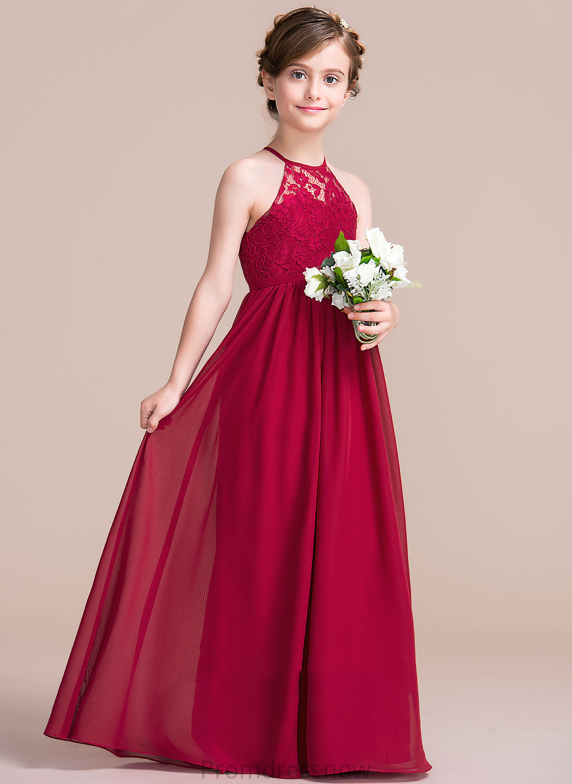 Neck Valery Sleeveless Scoop - Girl Chiffon/Lace Flower Flower Girl Dresses A-Line Floor-length Dress