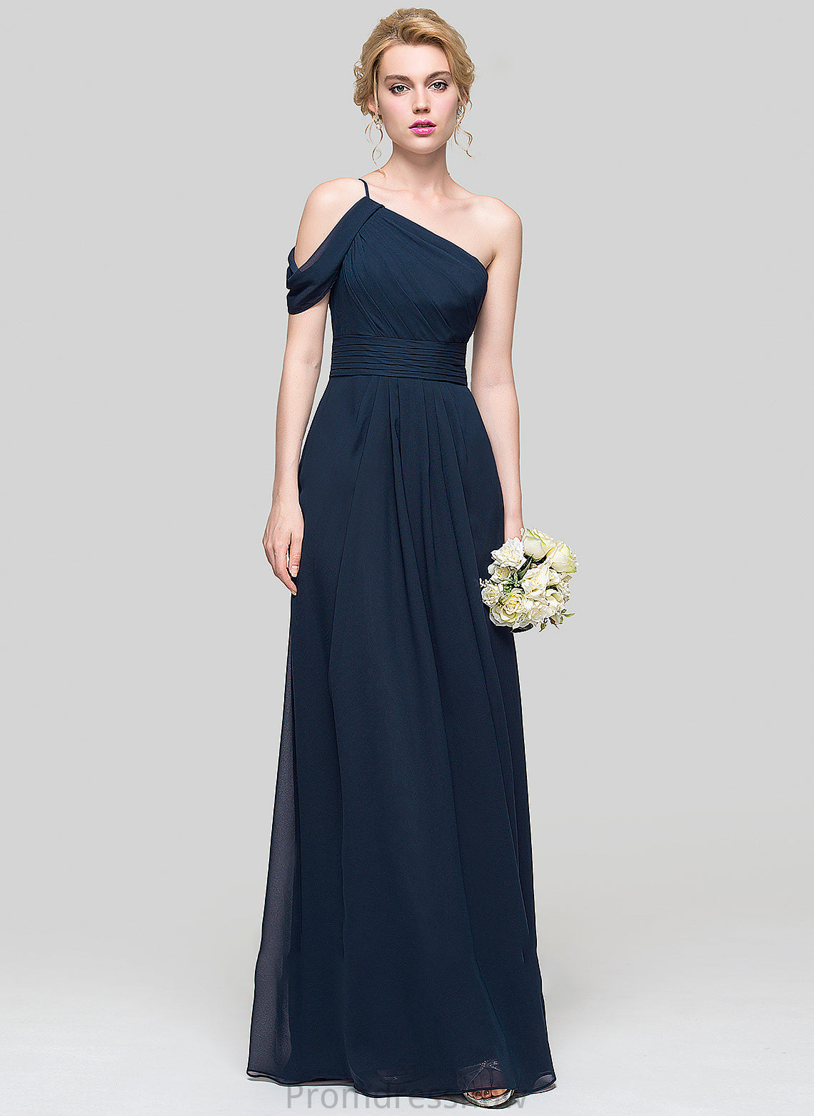 One-Shoulder A-Line Embellishment Floor-Length Length Neckline Silhouette Fabric Ruffle Callie V-Neck Floor Length Bridesmaid Dresses