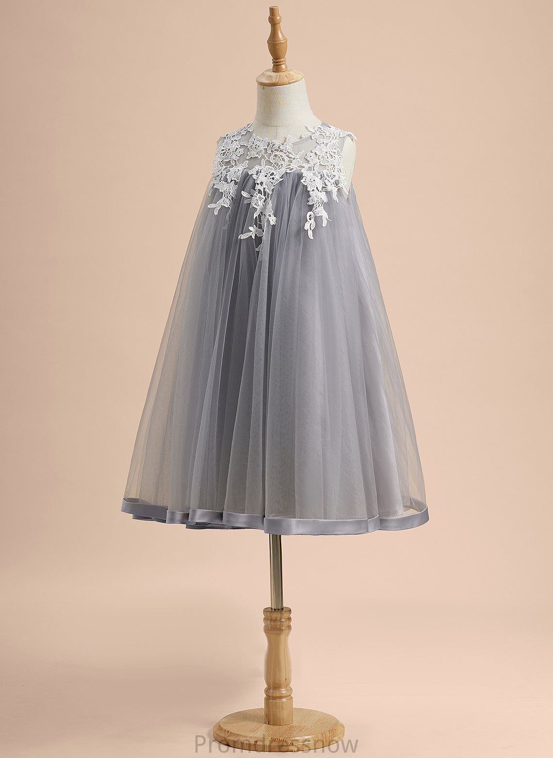 Lace Scoop With Dress Sleeveless Tulle A-Line Flower Girl Dresses - Flower Beryl Neck Knee-length Girl