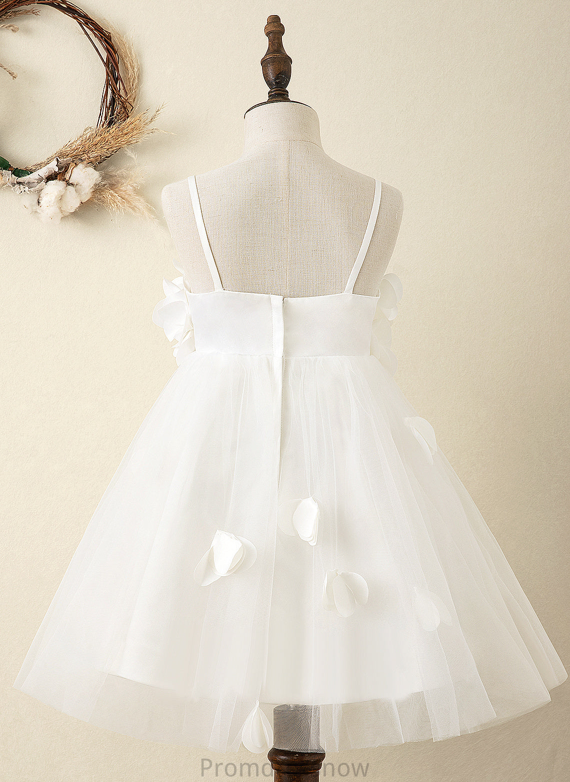 Straps Flower Girl Dresses Flower Dress - Knee-length A-Line Girl Satin Sleeveless Crystal