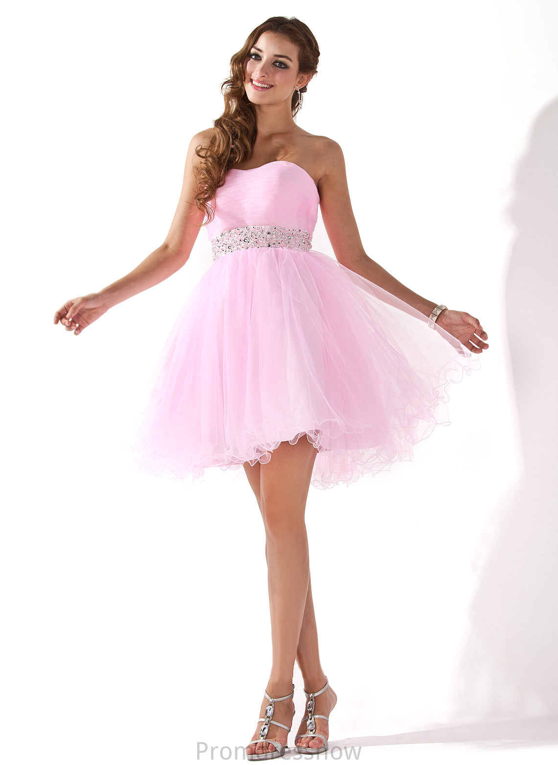 With Sweetheart A-Line/Princess Short/Mini Beading Kaya Sequins Prom Dresses Tulle