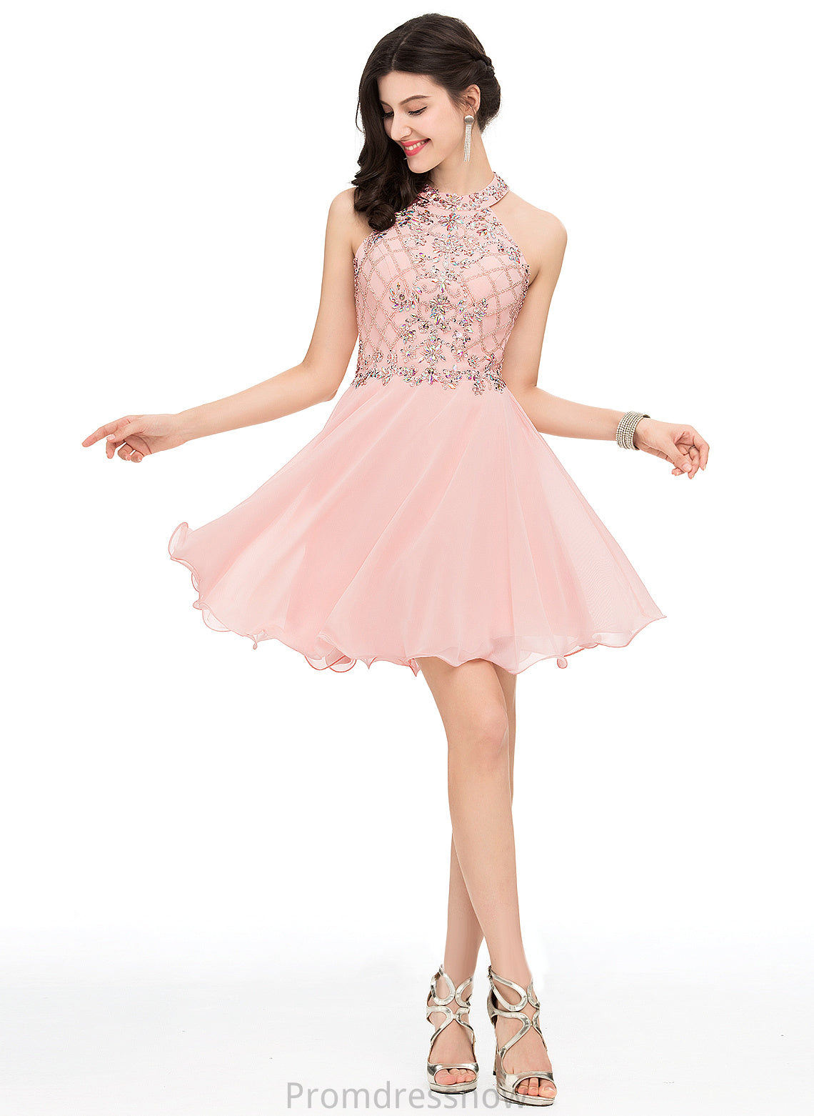 With Scoop Beading Chiffon Homecoming Dresses A-Line Sequins Tara Neck Short/Mini Dress Homecoming