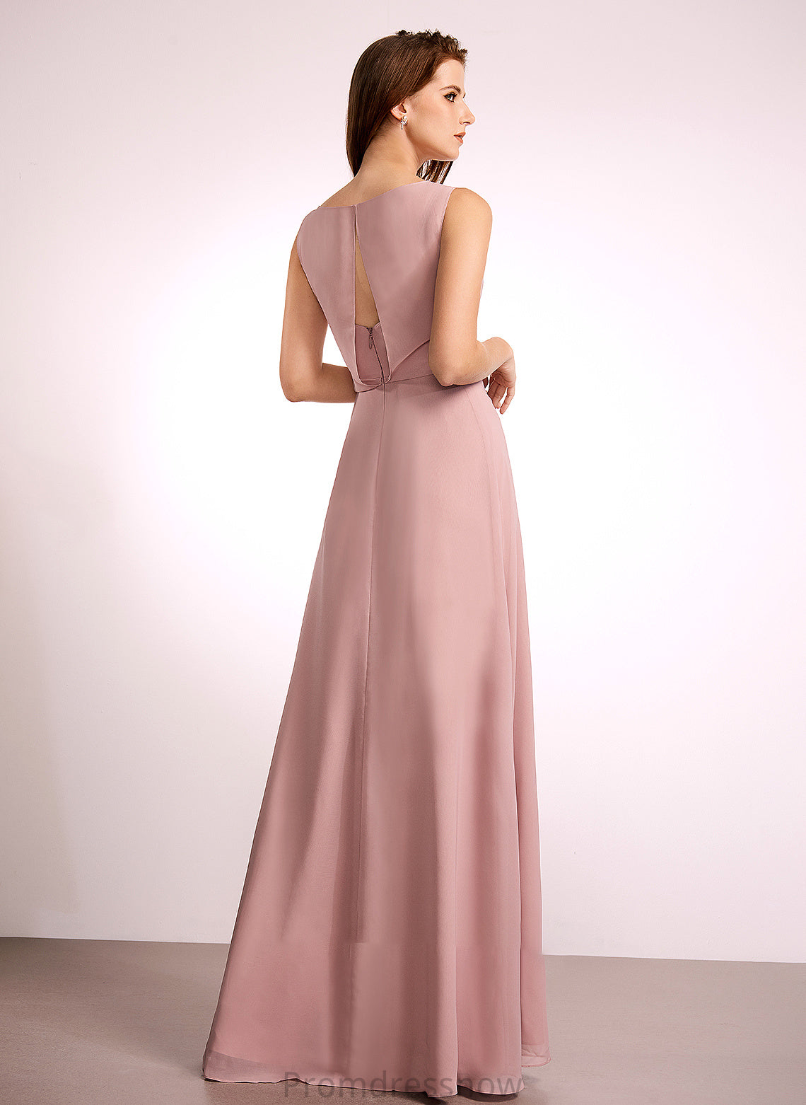 Fabric Floor-Length Silhouette Embellishment Straps Bow(s) Length A-Line Maria Sheath/Column V-Neck Sleeveless Bridesmaid Dresses