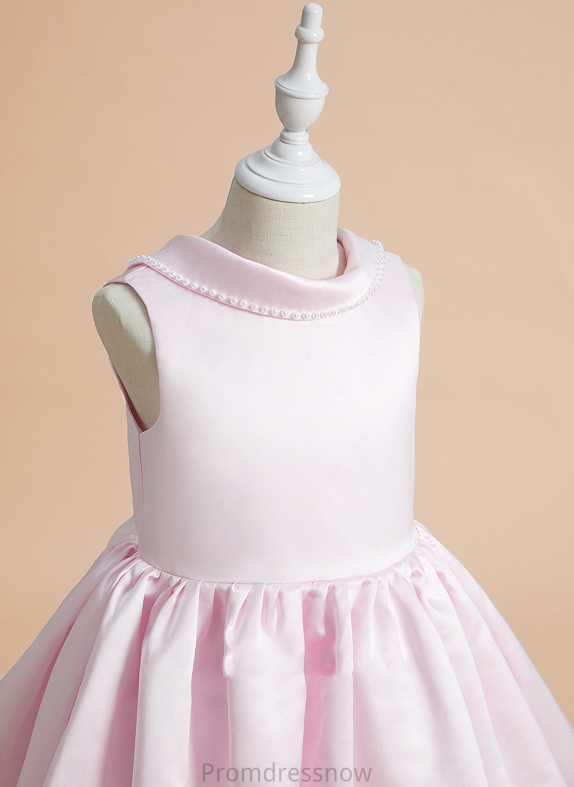 Flower Girl Dresses Sleeveless Alexa Beading/Bow(s) Girl A-Line Satin With Neck Knee-length Flower Scoop - Dress