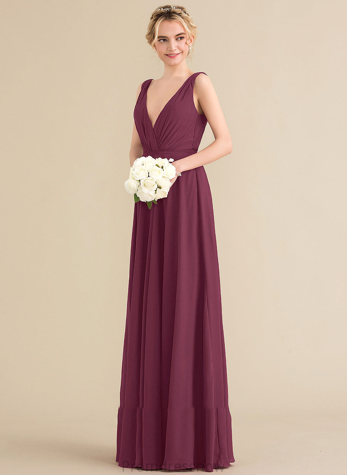 Neckline Ruffle Floor-Length Embellishment Length V-neck A-Line Silhouette Fabric Charity Floor Length Spaghetti Staps Bridesmaid Dresses