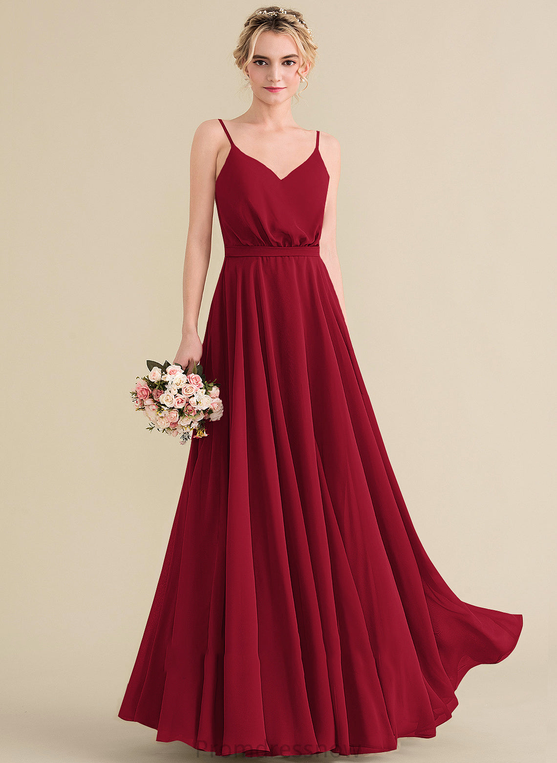 A-Line V-neck Bow(s) Embellishment Fabric Length Neckline Silhouette Floor-Length Ashlee V-Neck Floor Length Bridesmaid Dresses