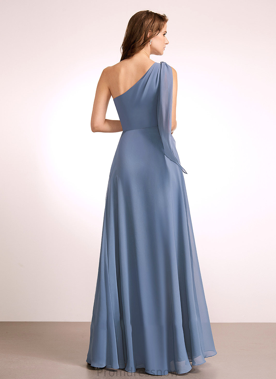 Bow(s) Fabric Neckline Silhouette One-Shoulder Floor-Length Length A-Line Embellishment Sabrina A-Line/Princess Sleeveless Bridesmaid Dresses