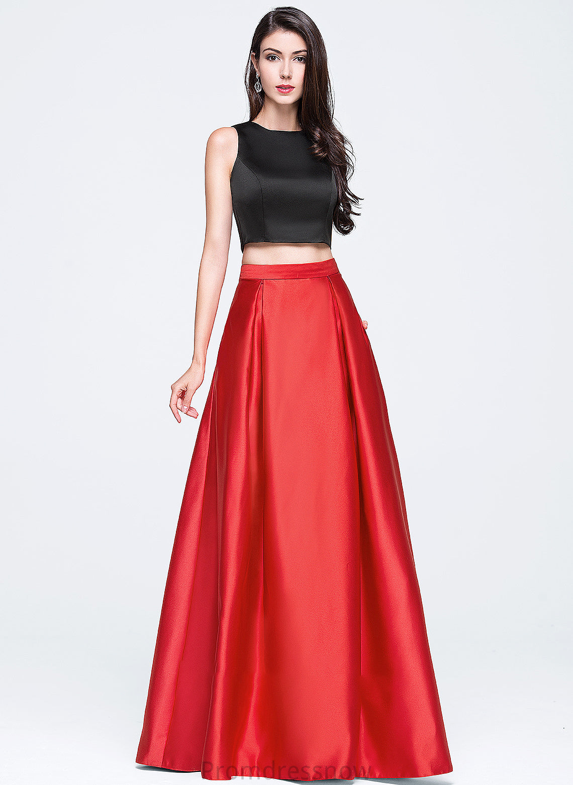 With Winnie Floor-Length Pockets Ball-Gown/Princess Scoop Satin Neck Prom Dresses