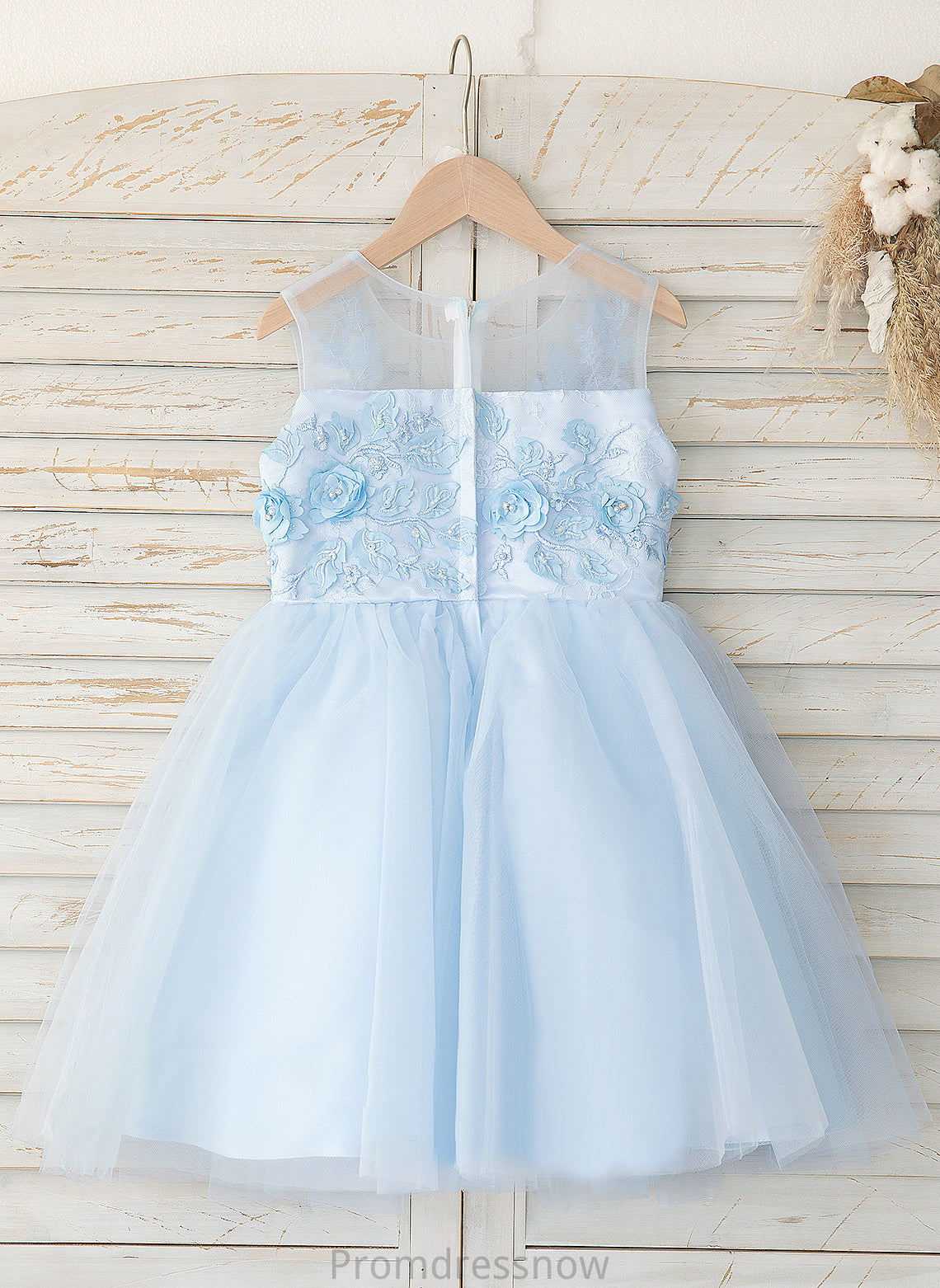 A-Line Neck Knee-length - Dress Girl Tulle/Lace Scoop Layla Flower Sleeveless Flower Girl Dresses