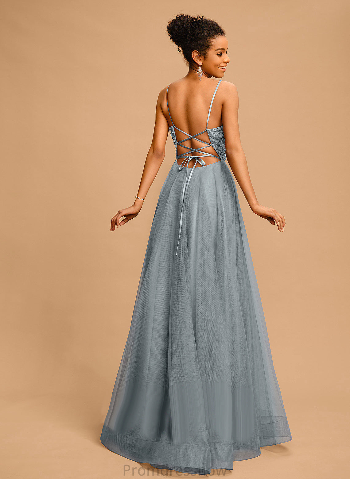 With Square Prom Dresses Jakayla Tulle Floor-Length Sequins Ball-Gown/Princess Beading